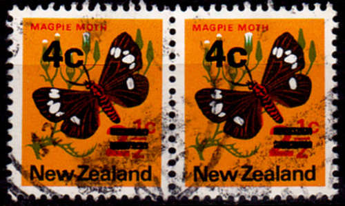 NEW ZEALAND 1971-1974, Butterflies Surcharged, single pair, UH, CV +/-R 10.00 view scans