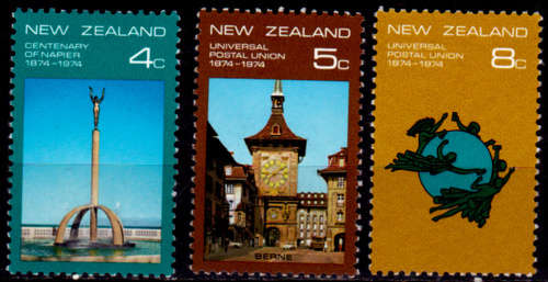 NEW ZEALAND 1974, 3 April. 100th Anniv Napier + UPU, set, MH, CV +/-R 25.00 view scans