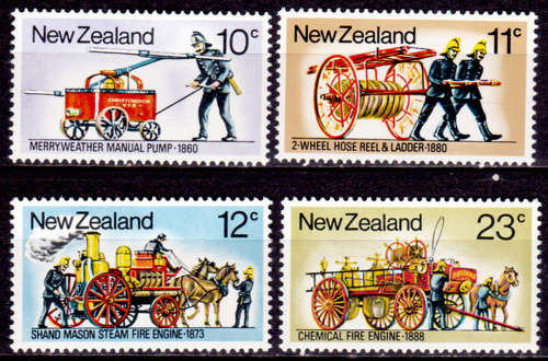 NEW ZEALAND 1977, 7 Dec. Fire Fighting Appliances, set, MNH, CV +/-R 20.00 view scans