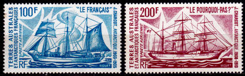 FRENCH ANTARTIC 1974, 16 Dec. Charcot`s Antarctic Voyages A/M, set, MNH, CV +/-R 225.00 view scans