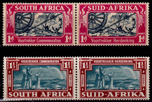 UNION OF S A 1938,14 Dec COMMEMORATION of VOORTREKKERS, set, MH, CV R 230.00 view scans
