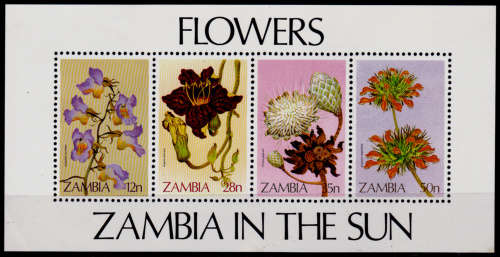 ZAMBIA 1983, 26 May. Flowers, mini sheet, MNH, CV +/-R 55.00 view scans