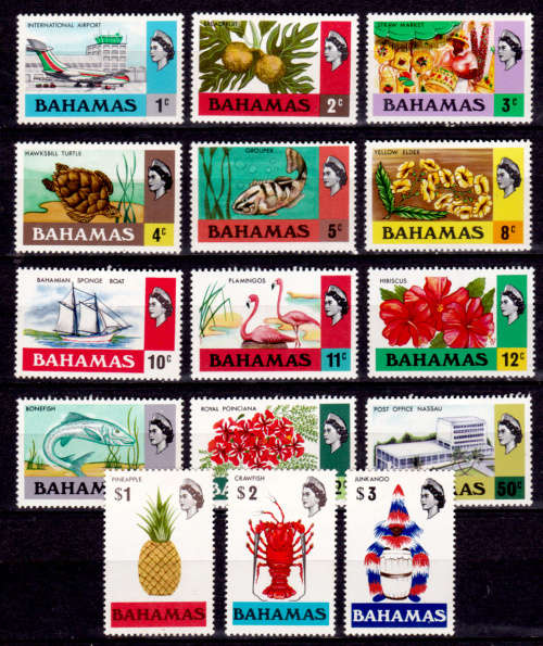 BAHAMAS 1971, 27 April. LOCAL MOTIVES and QEII, set, MH, CV +/- R 640.00, view scans