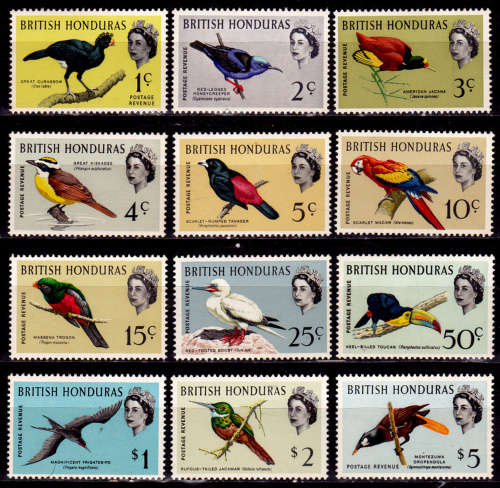 BRITISH HONDURAS 1962-1967, 2 April. Birds, set, MH, CV +/-R 1,400.00 view scans