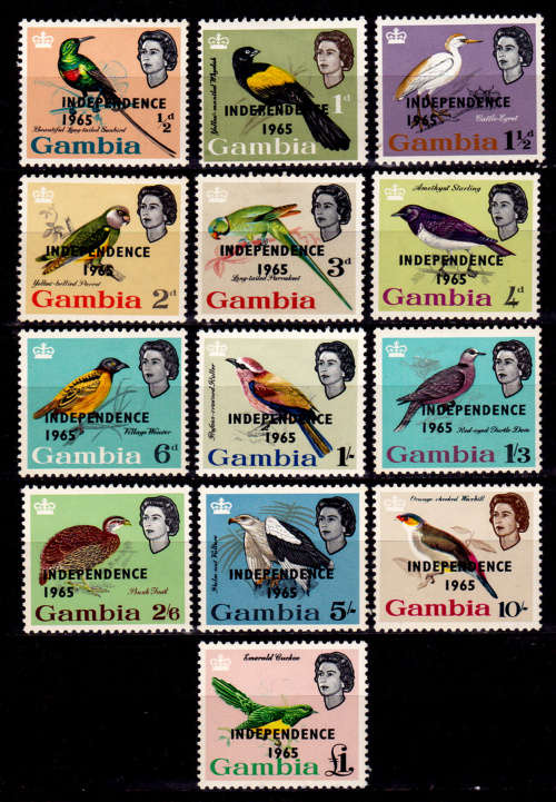 GAMBIA 1965, 18 Feb. Birds overprinted `INDEPENDENCE 1965`, set, MH, CV +/-R 340.00 view scans