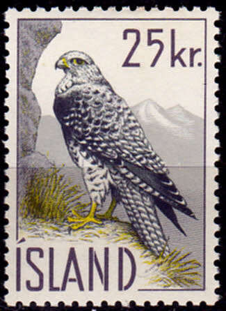 ICELAND 1960, 1 March. Birds - Icelandic Falcon, single, MH, CV +/-R 240.00 view scans