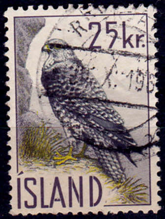 ICELAND 1960, 1 March. Birds - Icelandic Falcon, single, UH, CV +/-R 180.00 view scans