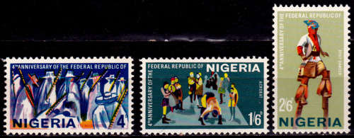 NIGERIA 1967, 1 Oct. 4th Anniv of Republic, set, MNH, CV +/-R 50.00 view scans