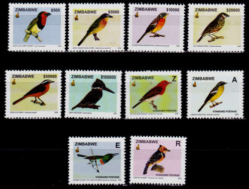ZIMBABWE 2005, 8 Feb. Birds of Zimbabwe, set, MNH, CV +/-R 504.00 view scans