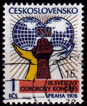 CZECHOSLOVAKIA 1977, 16 April. 9th World Fed Trade Unions, single, UH, CV +/-R 5.00, view scan.