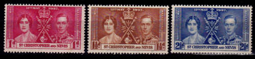 ST KITTS NEVIS 1937, 12 May. Coronation of KGVI and QE, set, MH, CV+/-R 20.00 view scans