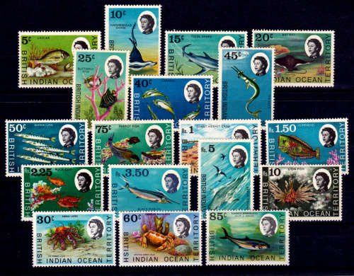 BRITISH INDIAN OCEAN TERRITORY, 1968-1973. Marine Life, set, MH, CV+/-R 1,420.00, view scans