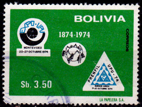 BOLIVIA 1975, 19 Feb. 100th Anniv UPU and EXPO UPO, single, UH, CV R 10.00 view scans