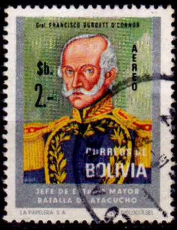 BOLIVIA 1975, 1 Dec. Francisco Burdett O`Connor, single, UH, CV R 5.00 view scans
