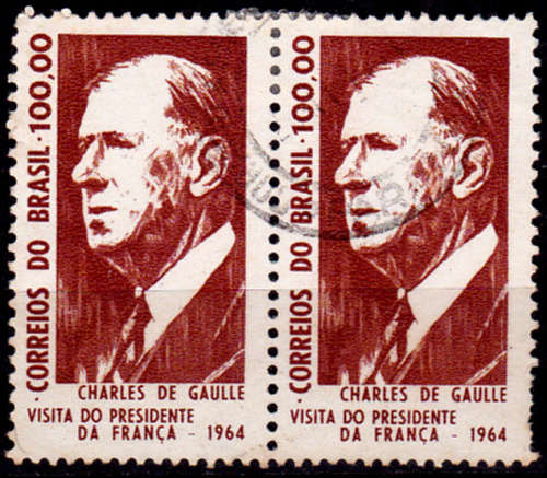 BRAZIL 1964, 13 Oct, Visit of President Charles De Gaulle, single pair, UH, CV +/-R 10.00 view scans