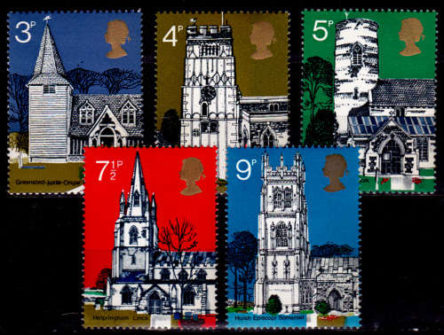 ENGLAND 1972, 21 June. OLD VILLAGE CHURCHES, set, MNH, CV +/-R 40.00 view scans