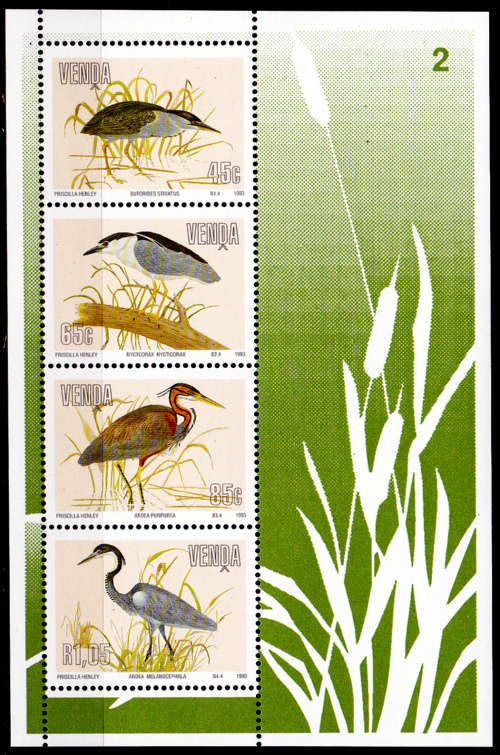VENDA 1993, 16 July. HERONS, minisheet no 2, MNH, CV R 90.00, view scans