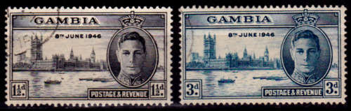 GAMBIA 1946, 6 Aug. Victory, set, UH CV +/-R 10.00 view scans