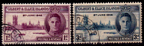 GILBERT AND ELLICE ISLANDS 1946, 16 Dec. End of WWII, set, UH CV +/-R 20.00 view scans