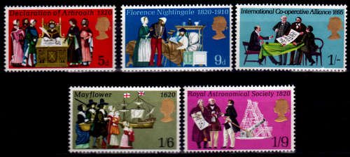 ENGLAND 1970, 1 April. Anniversaries, set, MNH, CV +/-R 25.00 view scans