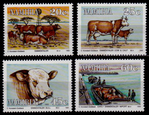 NAMIBIA 1993, 16 April. SIMMENTALER CATTLE, set, MNH, CV R 10.50 view scans