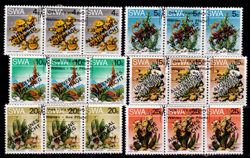SWA 1978, 1 Nov. UNIVERSAL SUFFRAGE overprinted, set, setenant strips, CTO, CV R ?? view scans