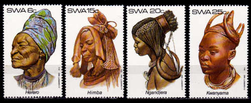 SWA 1982, 15 Oct. Traditional Head-dresses of SWA, set, MNH, CV R 10.00 view scans