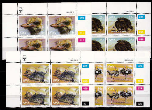 SWA 1985, 15 March. OSTRICHES, set controls, MNH, CV R 128.00 view scans