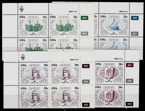 SWA 1986, 24 Jan. DISCOVERERS OF SWA, set controls, MNH, CV R 40.00 view scans