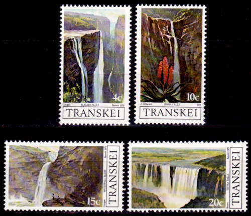TRANSKEI 1979, 4 Sept. Waterfalls, set, MNH, CV R 10.00 view scans