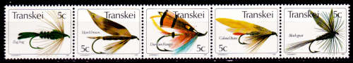 TRANSKEI 1980, 15 Jan. Fishing Flies, setenant strip, MNH, CV R 12.50 view scans