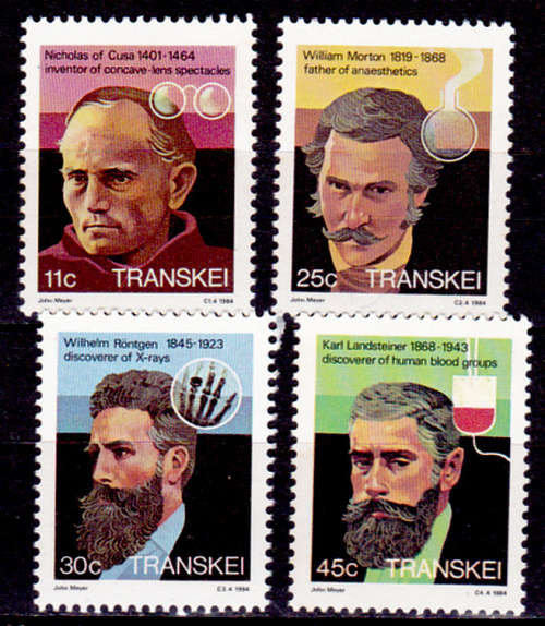 TRANSKEI 1984, 12 Oct. Heroes of Medicine. 3rd issue, set, MNH, CV R 10.00 view scans
