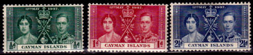 CAYMAN ISLANDS 1937, 13 May. Coronation of KGVI and QE, set, MH, CV +/- R 20.00, view scans