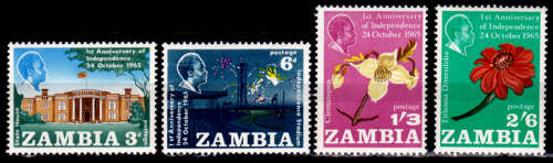ZAMBIA 1965, 28 Oct. 1st Anniv of Independence, set, MNH, CV+/- R 25.00, view scans