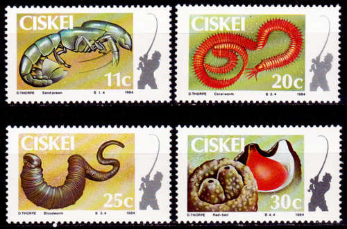 CISKEI 1984, 12 April. Fishbait, set, MNH, CV R 10.00, view scans
