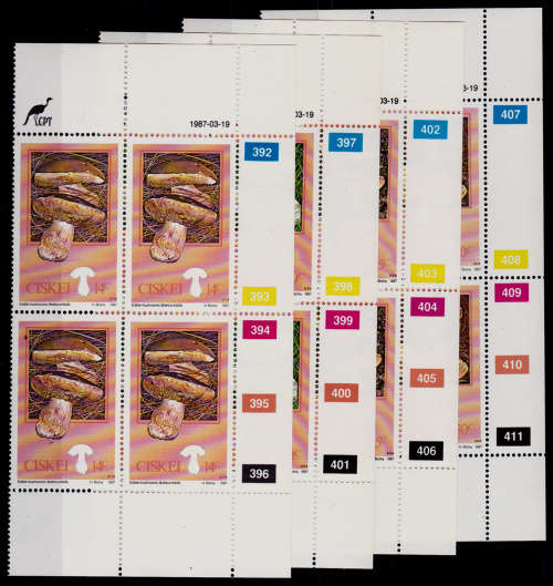 CISKEI 1987, 19 March. Edible Mushrooms, set controls, MNH, CV R 40.00 view scans