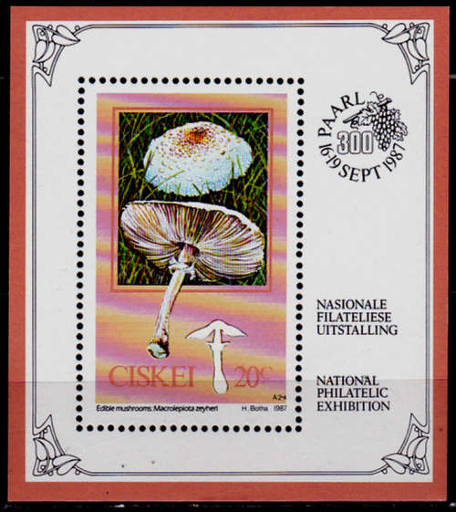CISKEI 1987, 19 March. Edible Mushrooms, minisheet, MNH, CV R 12.00 view scans