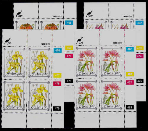 CISKEI 1988, 17 March. Protected Flowers, set controls, MNH, CV R 52.00, view scans