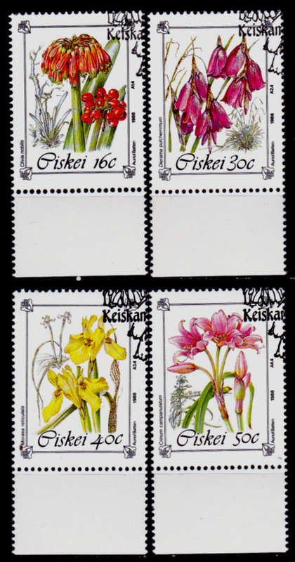 CISKEI 1988, 17 March. Protected Flowers, set, CTO, CV R ??, view scans