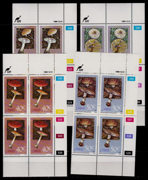 CISKEI 1988, 1 Dec. Poisonous Fungi, set controls, MNH, CV R 40.00, view scans