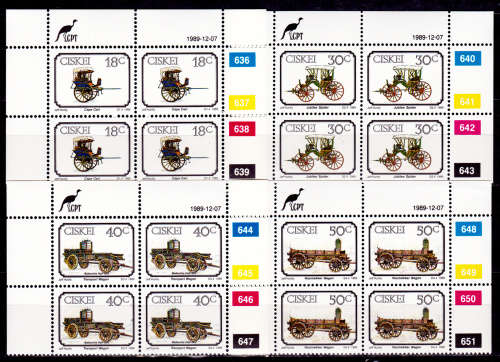 CISKEI 1989, 7 Dec. ANIMAL-DRAWN TRANSPORTATION, set controls, MNH, CV R 50.00, view scans