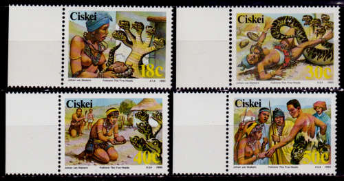 CISKEI 1990, 15 March, Folklore - Makanda Mahlanu, set, MNH, CV R 12.50, view scans