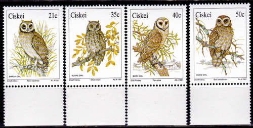 CISKEI 1991, 7 Feb. OWLS, set, MNH, CV R 113.00 view scans