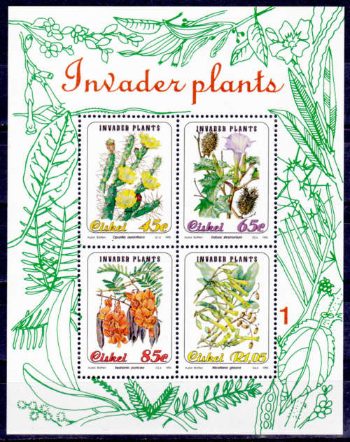CISKEI 1993, 5 Nov. Invader Plants, minisheet no 1, MNH, CV R 45.00, view scans