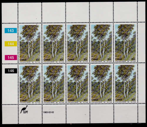 CISKEI 1983, 2 Feb. Flora - Trees, set full sheets, MNH, CV R 100.00, view scans