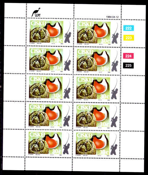 CISKEI 1984, 12 April. Fishbait, set full sheet, MNH, CV R 100.00, view scans