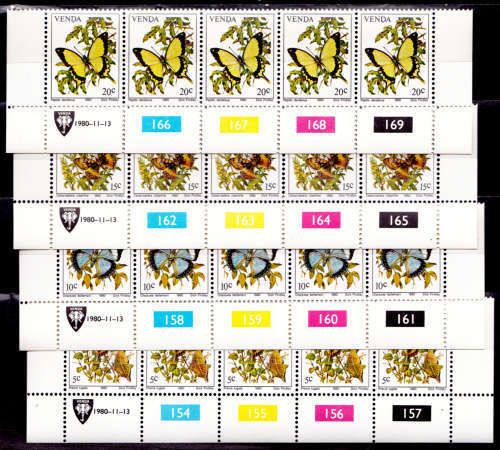 VENDA 1980, 13 Nov. BUTTERFLIES, set controls, MNH, CV R 50.00 view scans