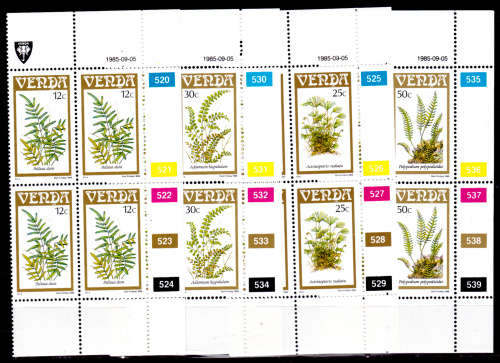 VENDA 1985, 5 Sept. Ferns, set controls, MNH, CV R 40.00 view scans