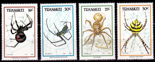 TRANSKEI 1987, 27 Aug. Spiders, set, MNH, CV R 10.00 view scans