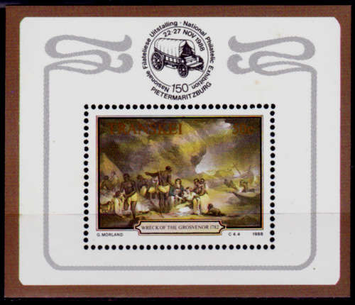 TRANSKEI 1988, 4 Aug. The Grosvenor Shipwrech, minisheet, MNH, CV R 17.00 view scans